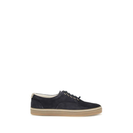 Brunello Cucinelli Blaue Wildleder-Sneaker mit niedrigem Schaft
