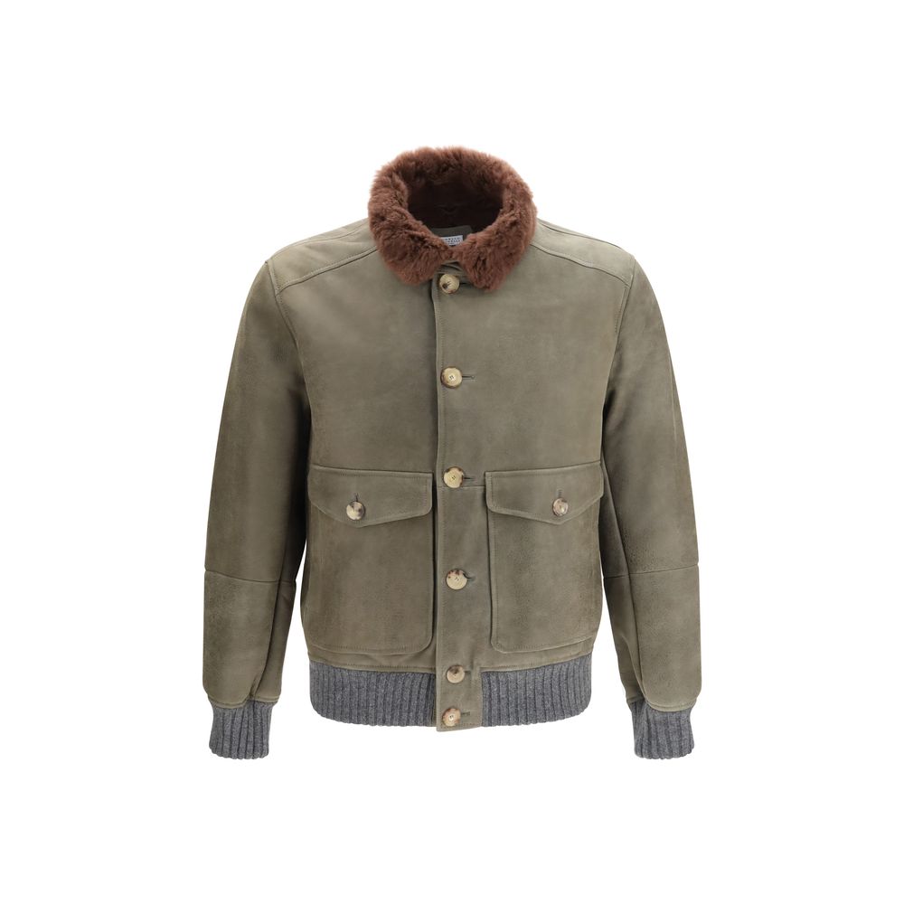 Brunello Cucinelli Zweifarbige Kaschmir-Bomberjacke