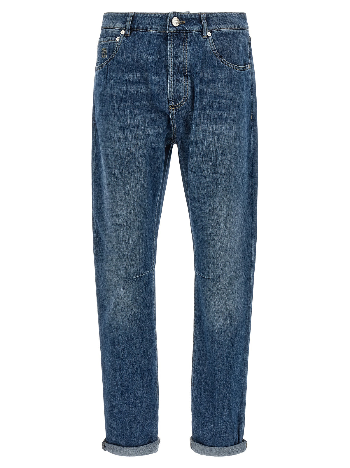 Brunello Cucinelli Blaue Jeans aus Baumwolle im geraden Schnitt