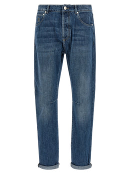 Brunello Cucinelli Blaue Jeans aus Baumwolle im geraden Schnitt