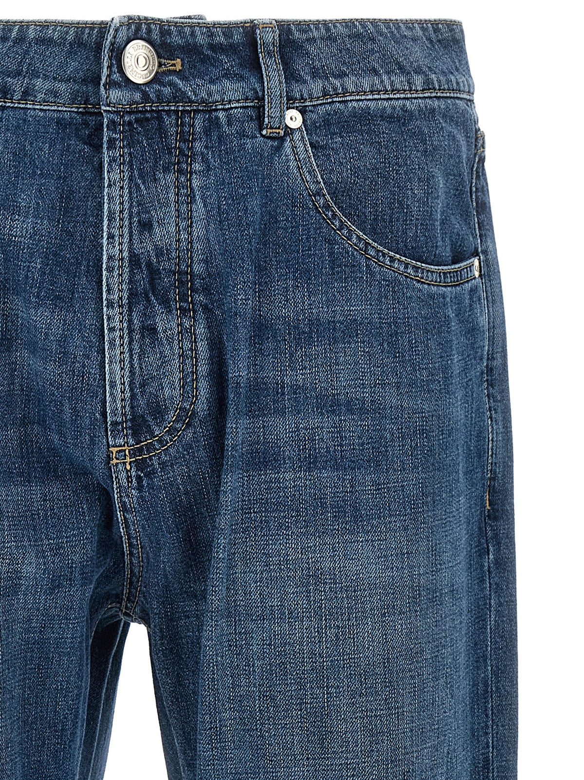 Brunello Cucinelli Blaue Jeans aus Baumwolle im geraden Schnitt