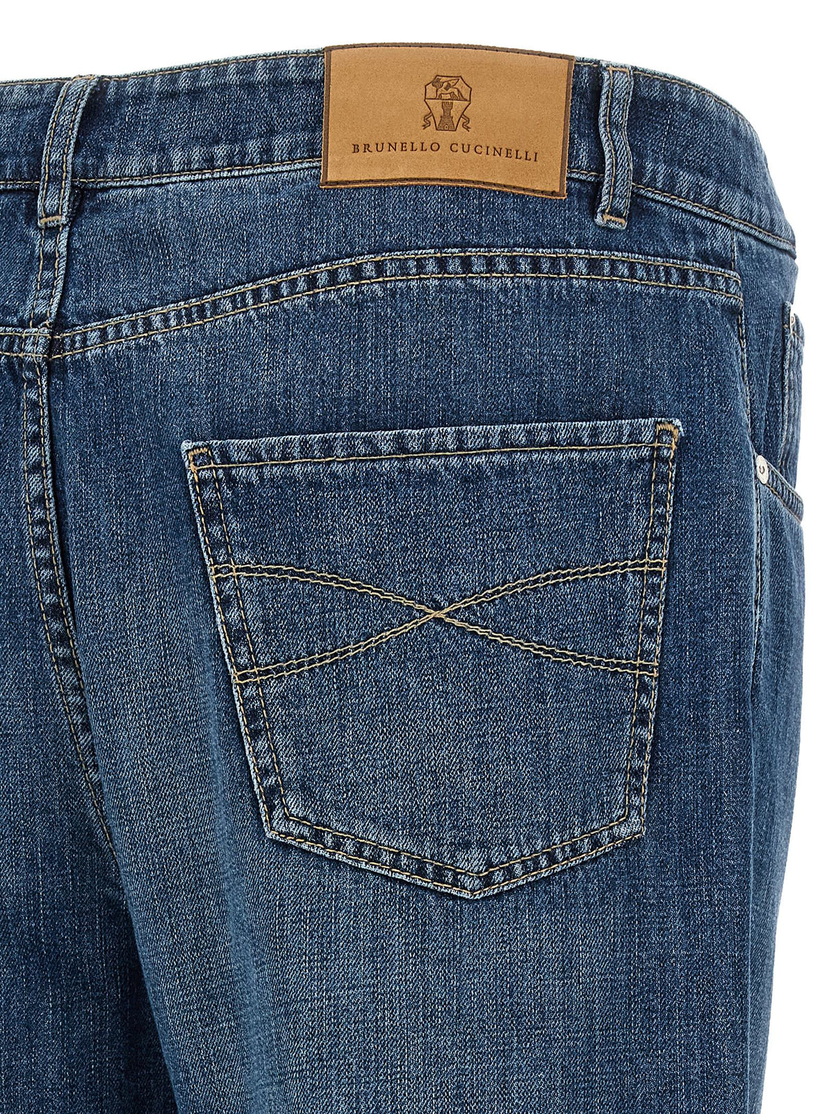 Brunello Cucinelli Blaue Jeans aus Baumwolle im geraden Schnitt