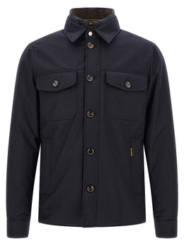 MooRER Blaue Wolljacke in voller Länge