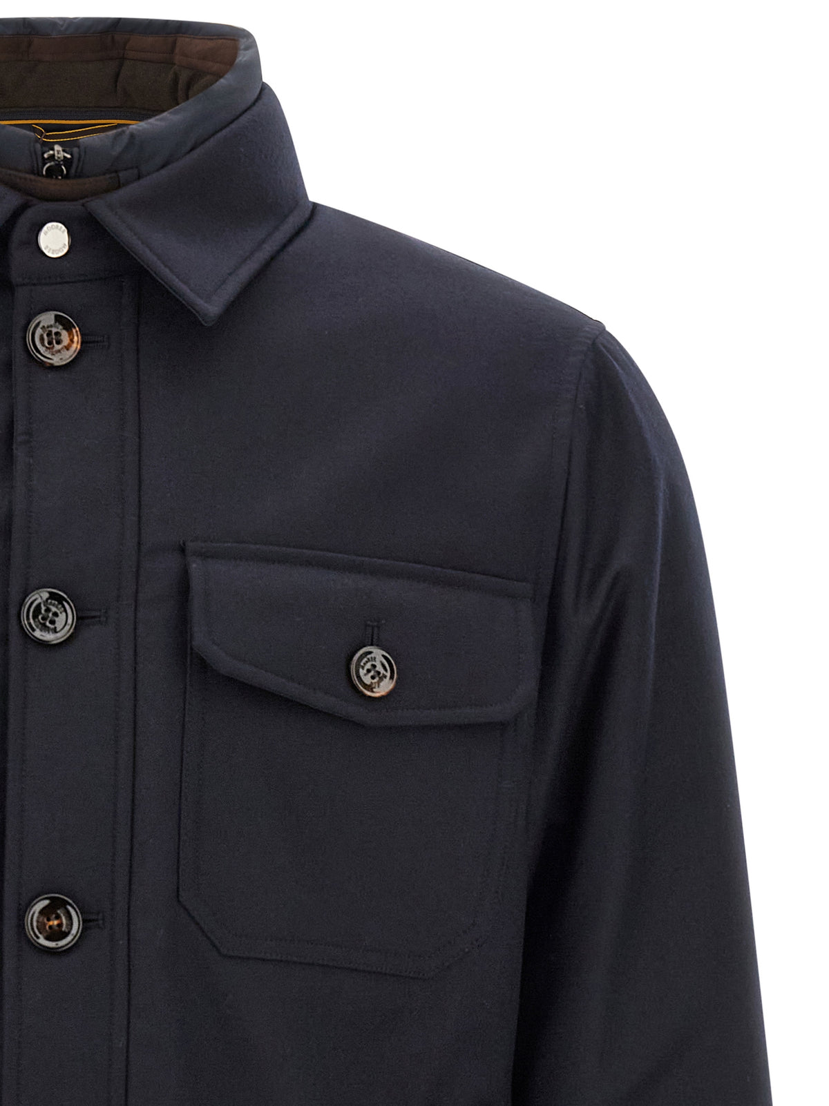 MooRER Blaue Wolljacke in voller Länge