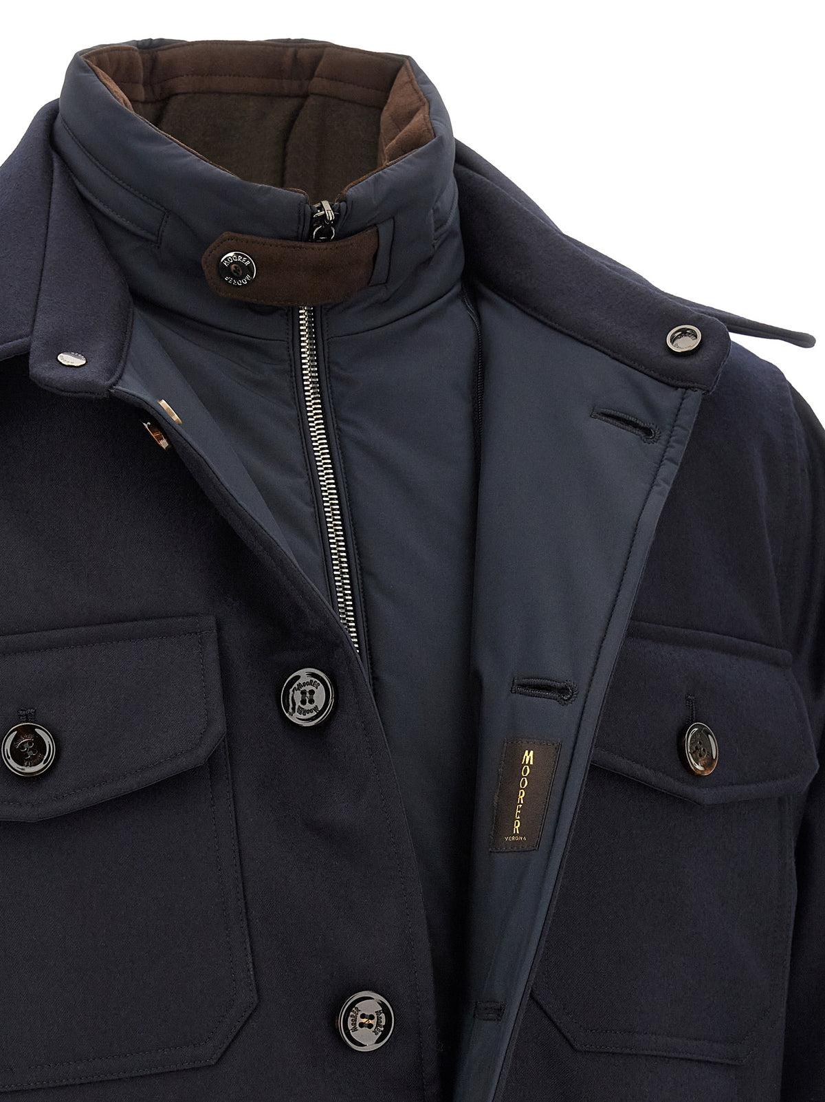 MooRER Blaue Wolljacke in voller Länge