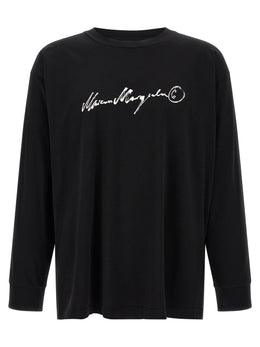 MM6 Maison Margiela Schwarzes Langarm-T-Shirt aus Baumwolle