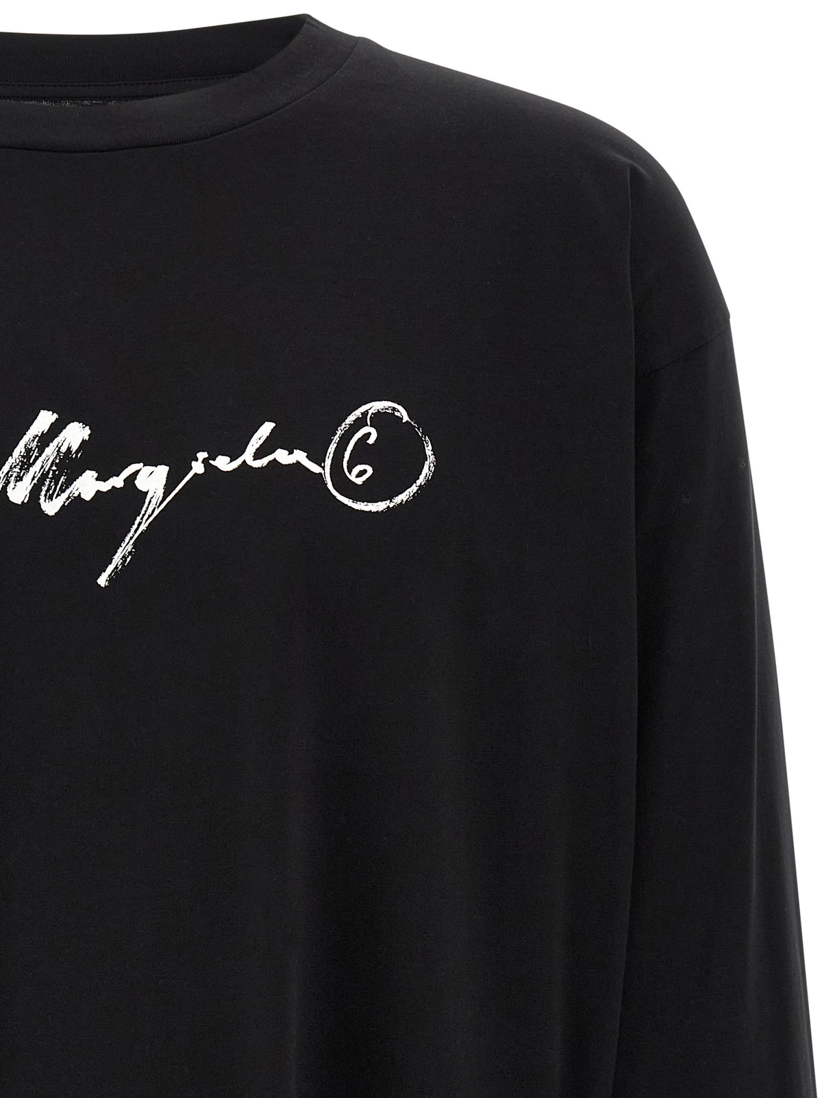 MM6 Maison Margiela Schwarzes Langarm-T-Shirt aus Baumwolle