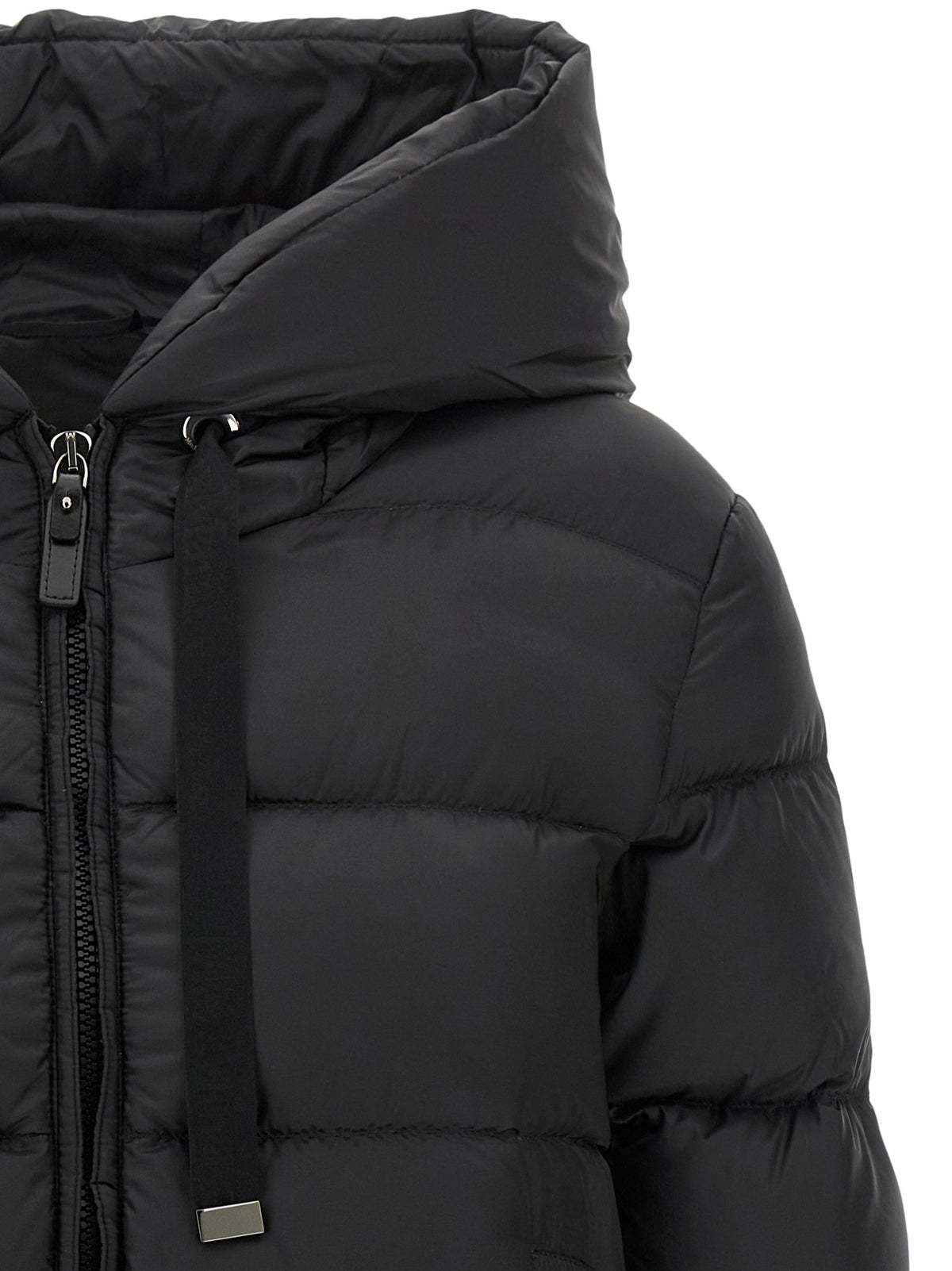Max Mara Schwarze Polyester-Jacke in voller Länge