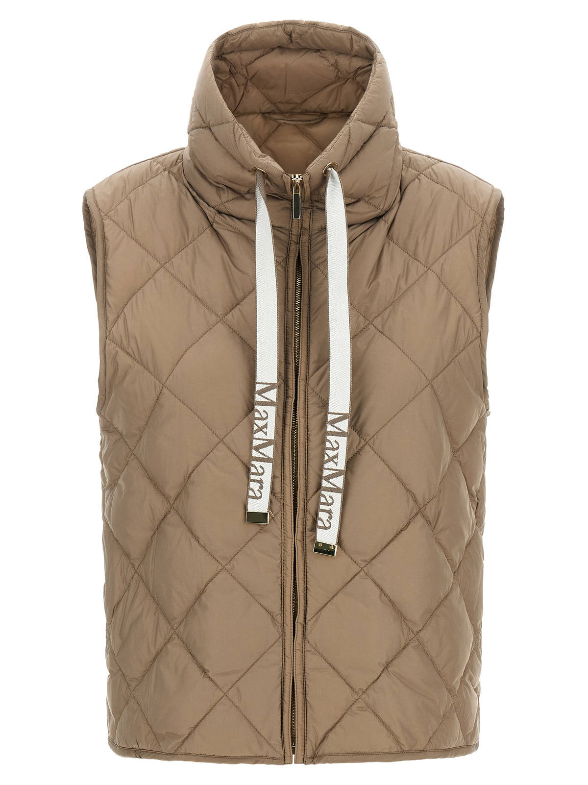 Max Mara Beige Polyamid Ärmellose Jacke