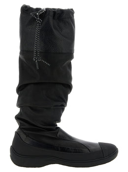 Kiko Kostadinov Schwarze Leder Overknee-Stiefel
