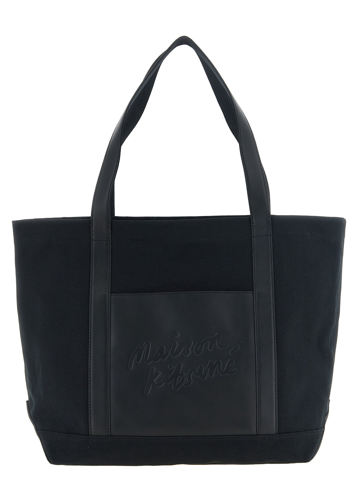 Maison Kitsuné Schwarze Baumwolltasche