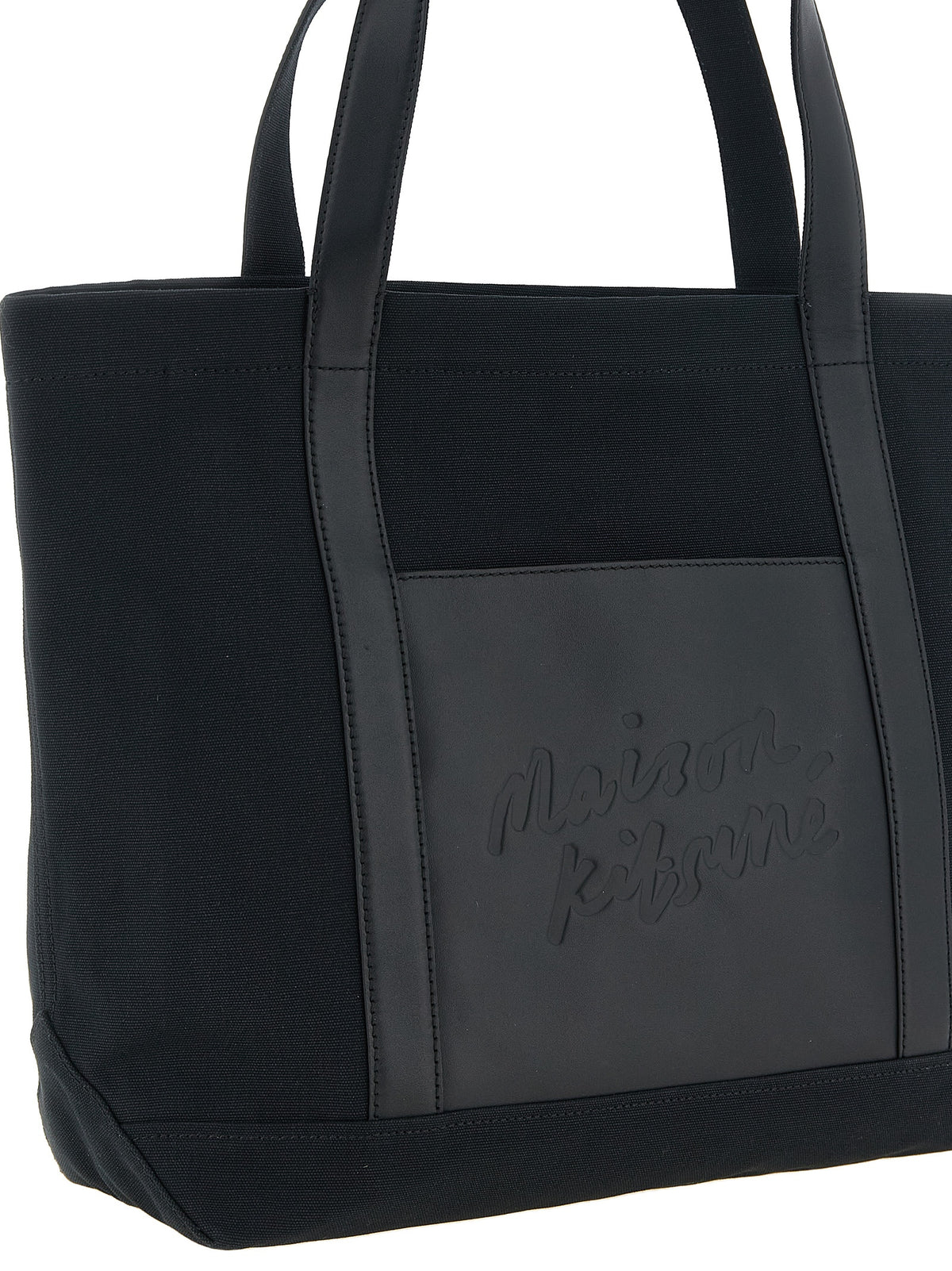 Maison Kitsuné Schwarze Baumwolltasche