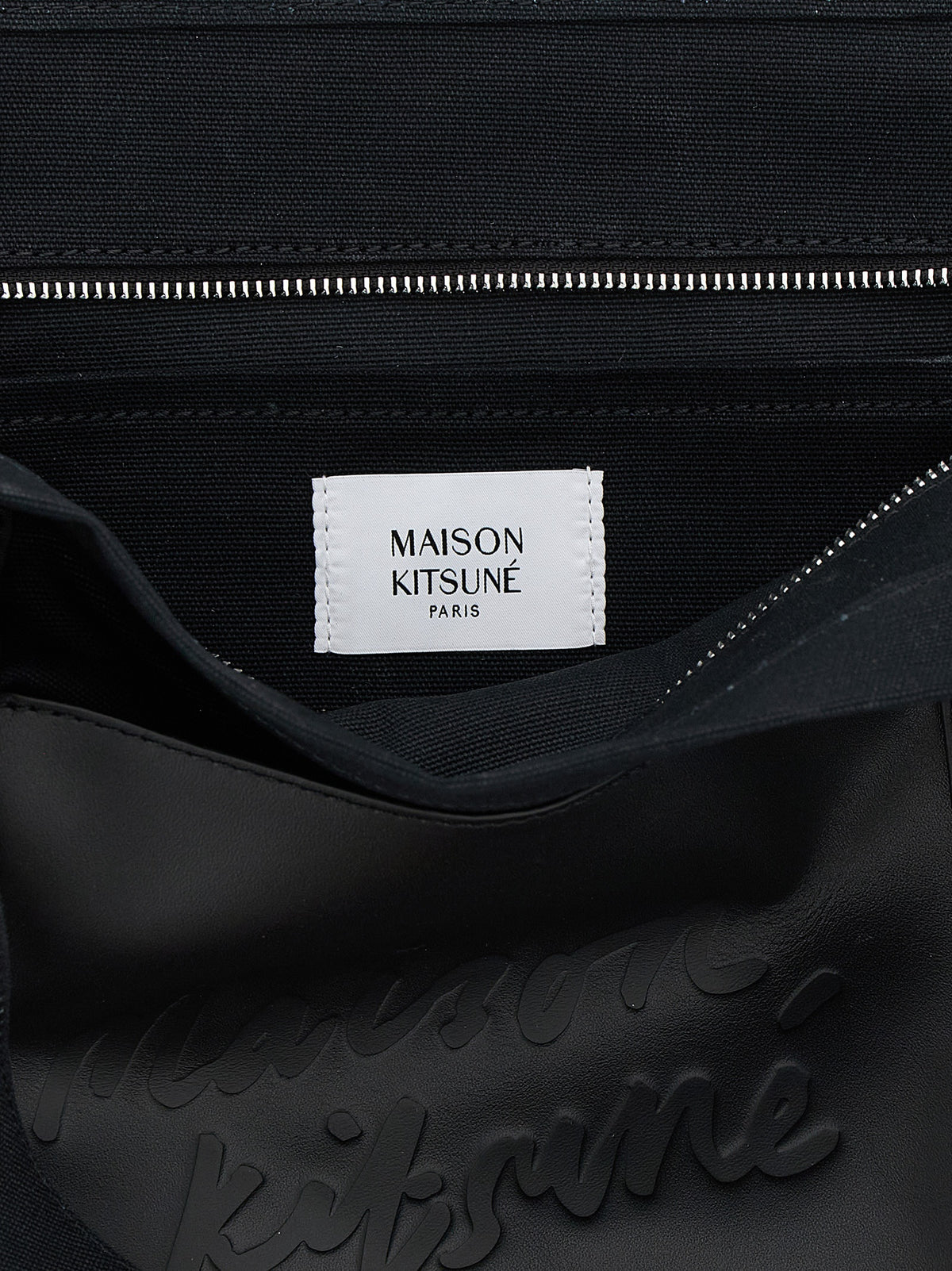 Maison Kitsuné Schwarze Baumwolltasche