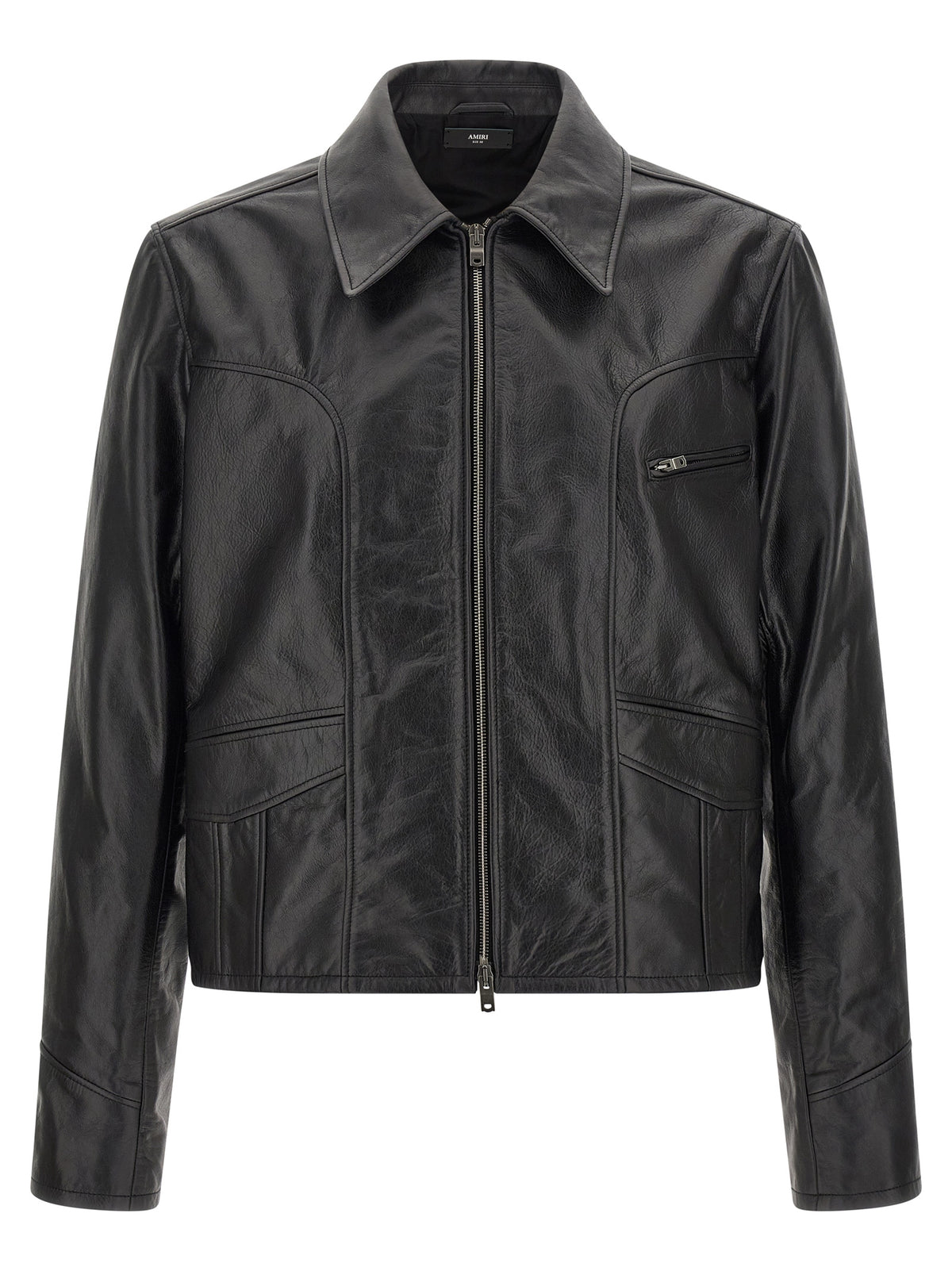 Amiri Schwarze Lederjacke aus Kalbsleder