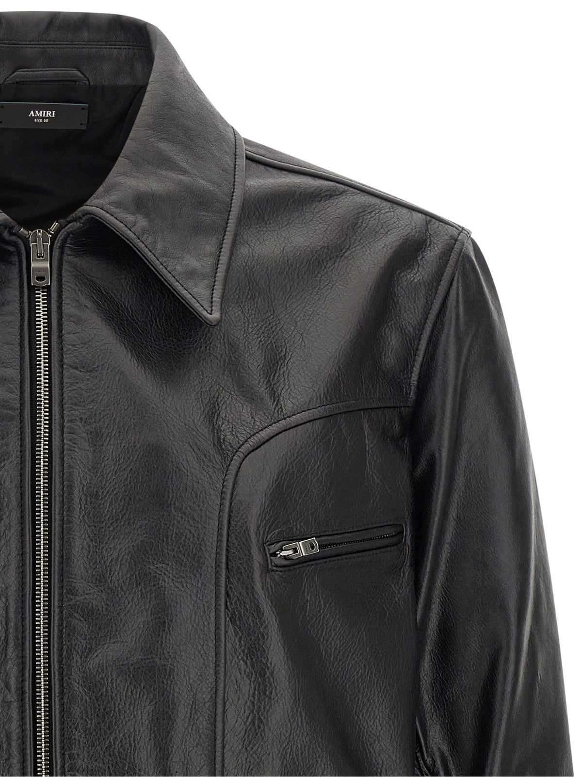 Amiri Schwarze Lederjacke aus Kalbsleder