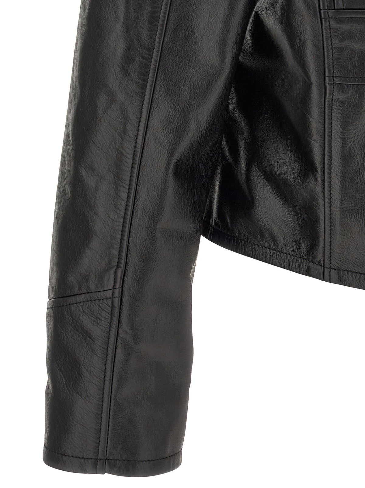 Amiri Schwarze Lederjacke aus Kalbsleder