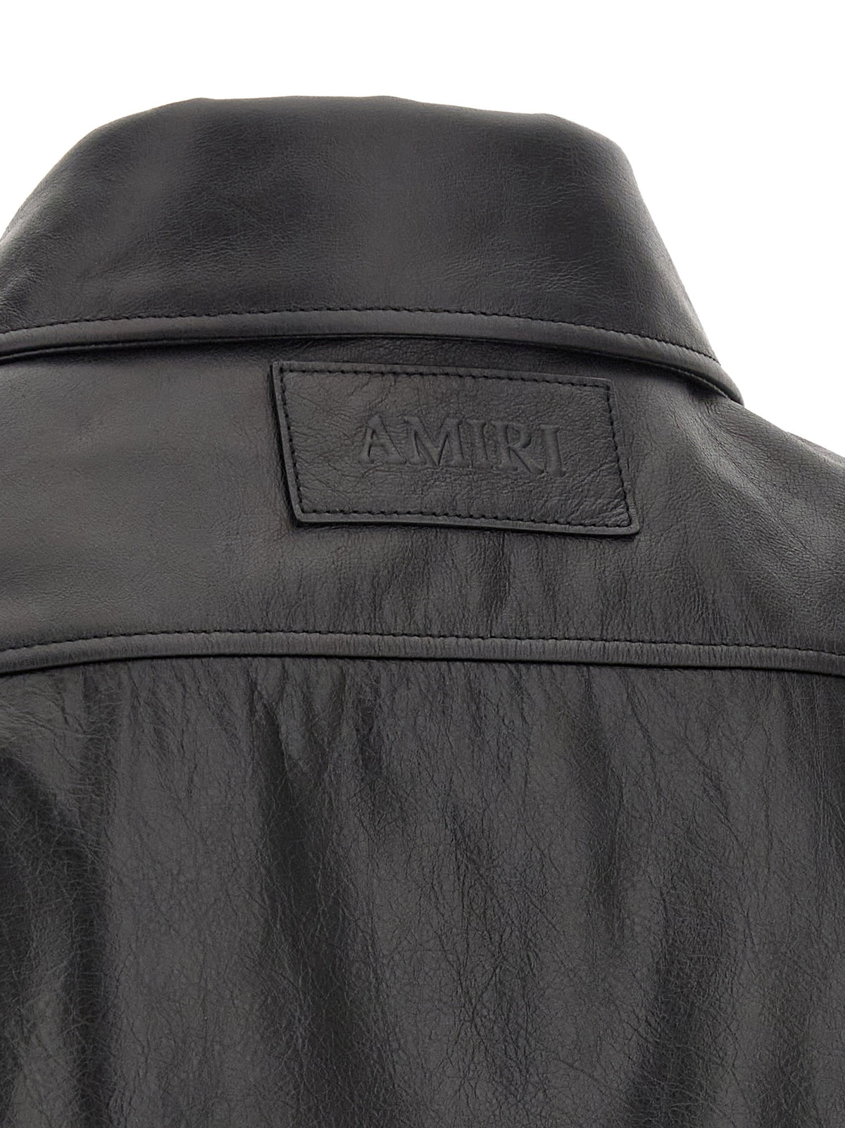 Amiri Schwarze Lederjacke aus Kalbsleder