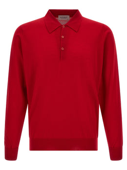 JOHN SMEDLEY Rotes Polohemd aus Merinowolle