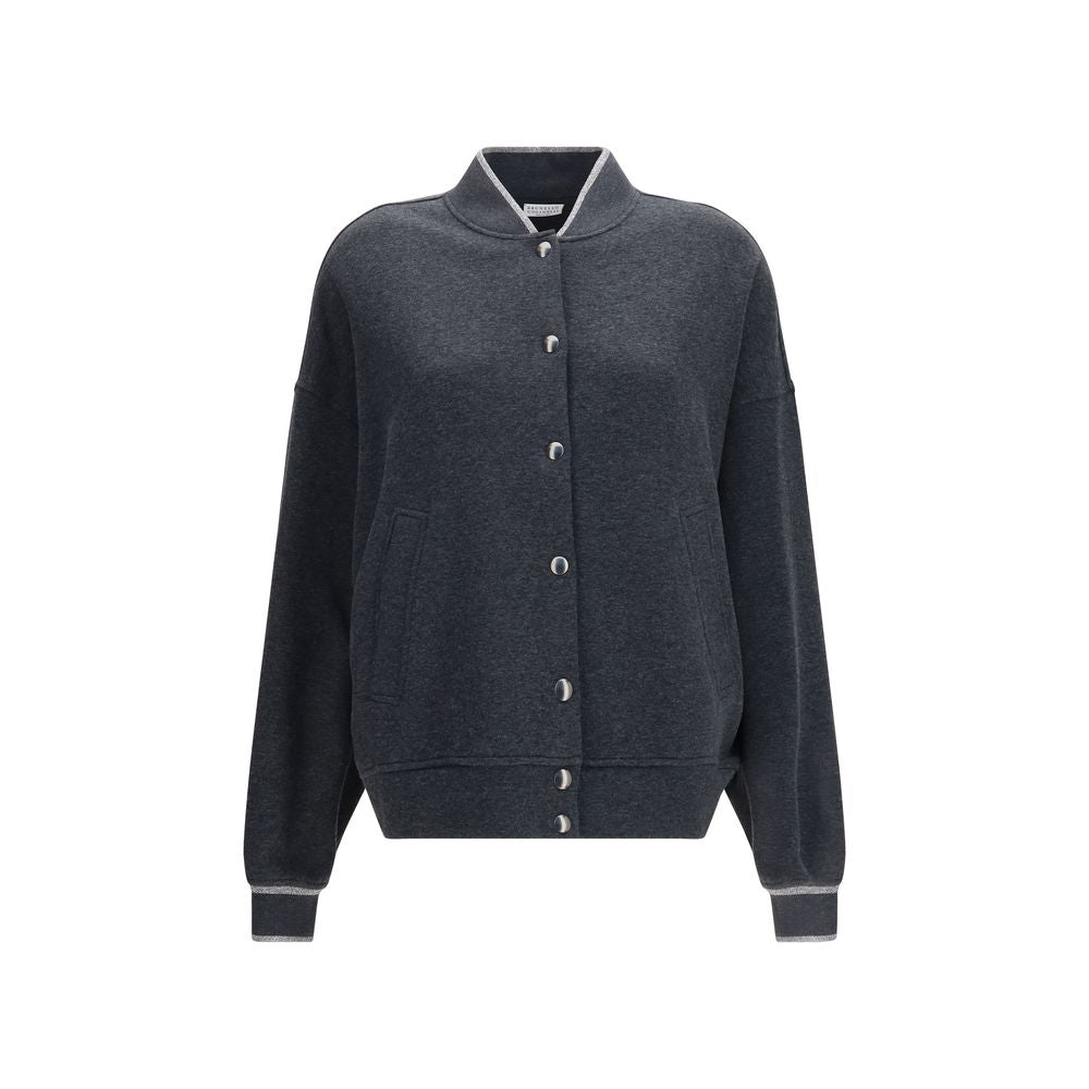 Brunello Cucinelli Grauer Bomber aus Baumwolle