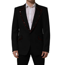 Dolce & Gabbana Schwarzer Blazer mit Kristallverzierungen