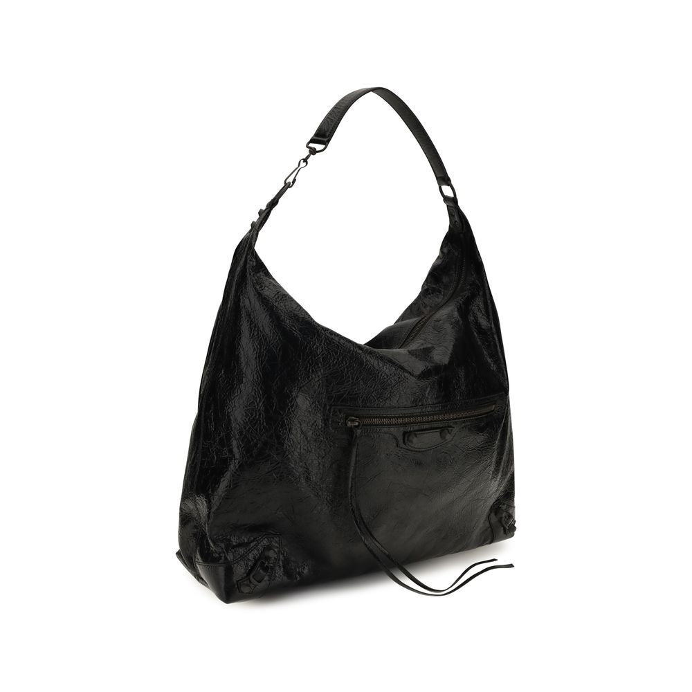 Balenciaga Schwarze Lammleder Schultertasche Ovis Aries