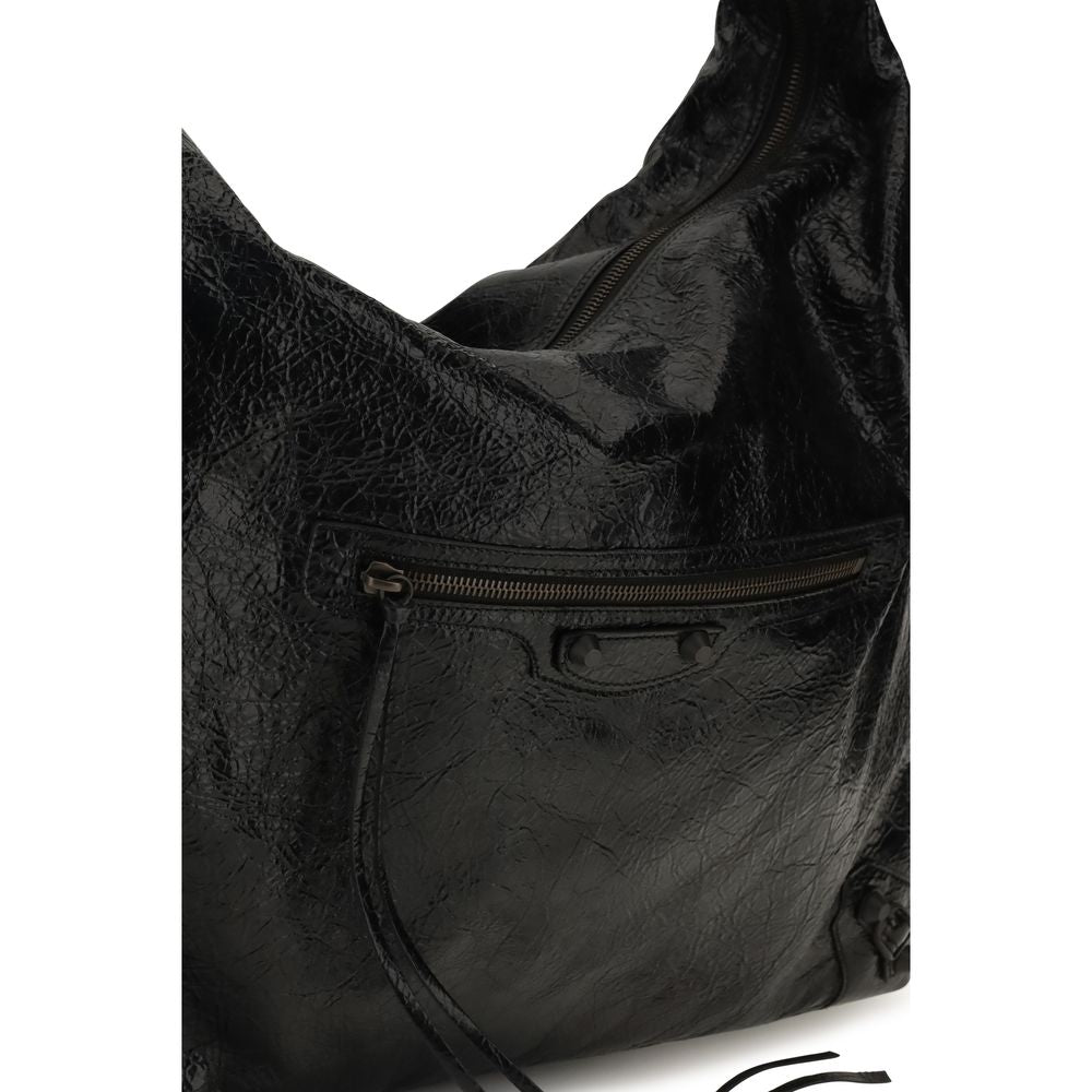 Balenciaga Schwarze Lammleder Schultertasche Ovis Aries