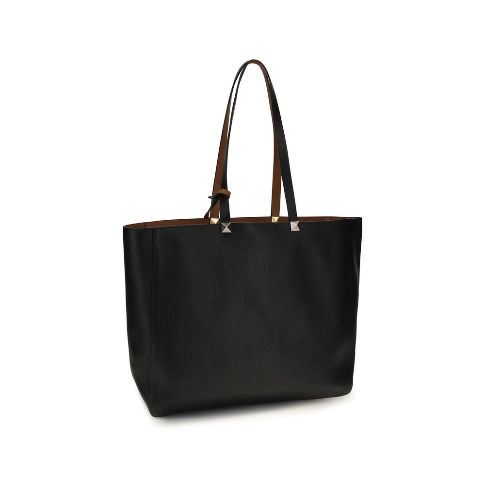 Valentino Garavani Schwarze Bos Taurus Kalbsleder Schultertasche