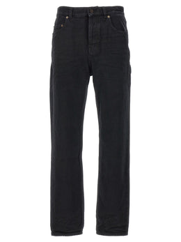 Saint Laurent Schwarze Baumwoll-Jeans mit geradem Bein