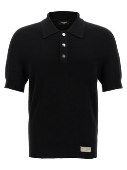 Balmain Schwarzes Polohemd aus Merinowolle