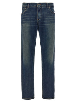 Dolce & Gabbana Blaue Jeans aus Baumwolle im geraden Schnitt
