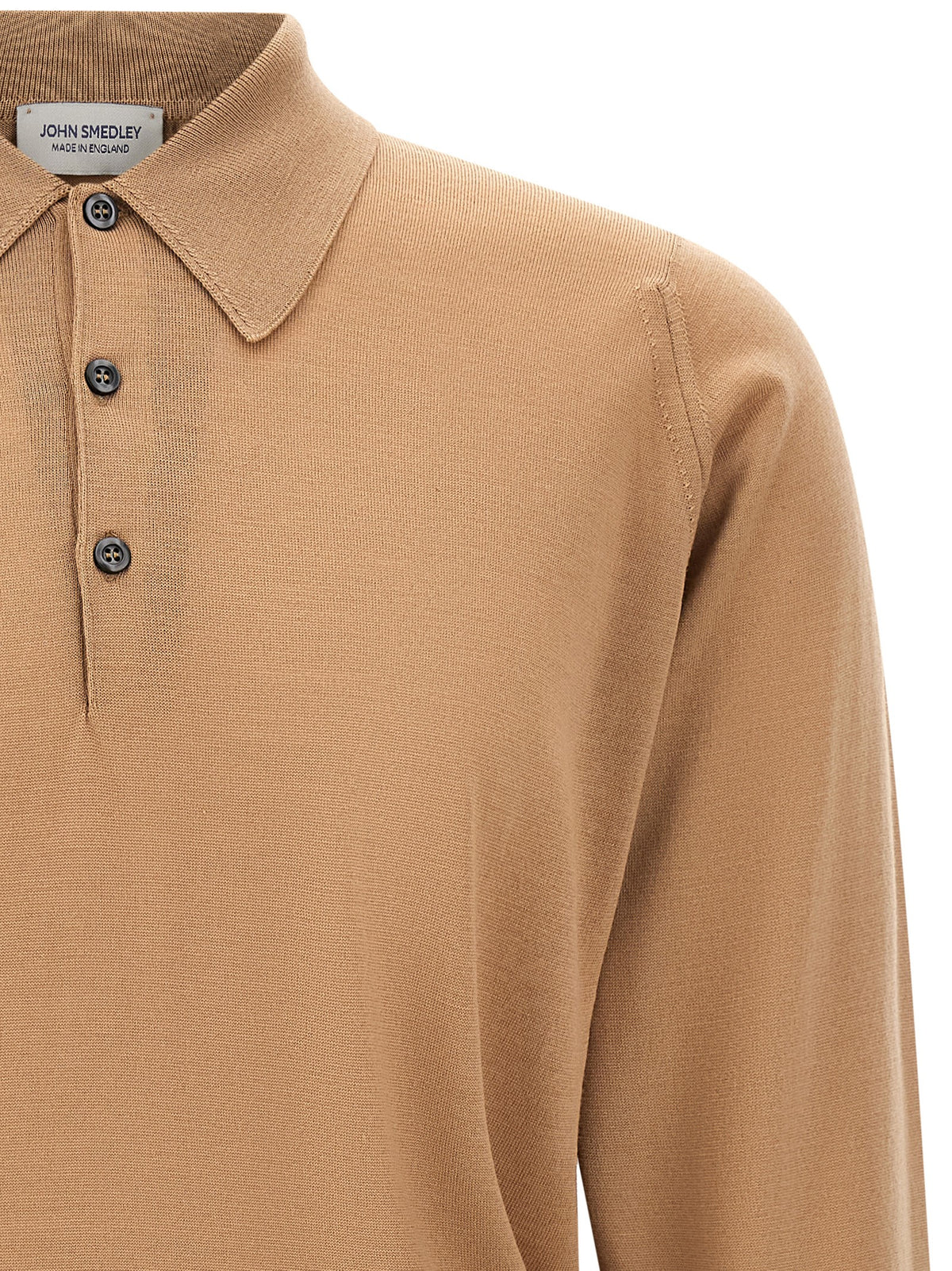 JOHN SMEDLEY Beige Merinowolle Poloshirt