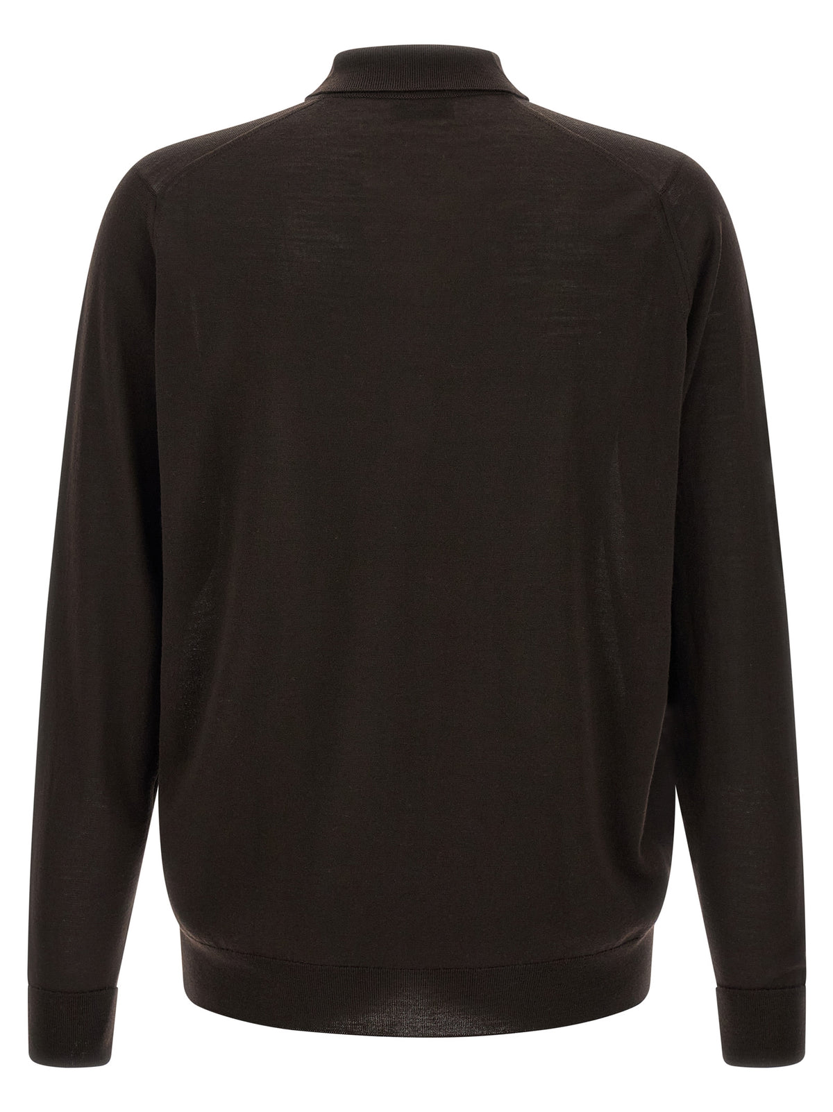 JOHN SMEDLEY Braunes Poloshirt aus Merinowolle