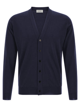 JOHN SMEDLEY Blauer Cardigan aus Merinowolle