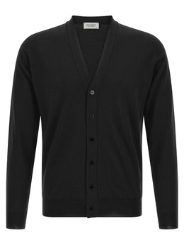 JOHN SMEDLEY Schwarzer Cardigan aus Merinowolle