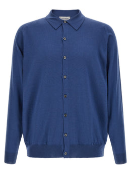 JOHN SMEDLEY Bluse aus blauer Merinowolle
