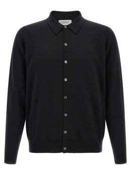 JOHN SMEDLEY Schwarze Bluse aus Merinowolle