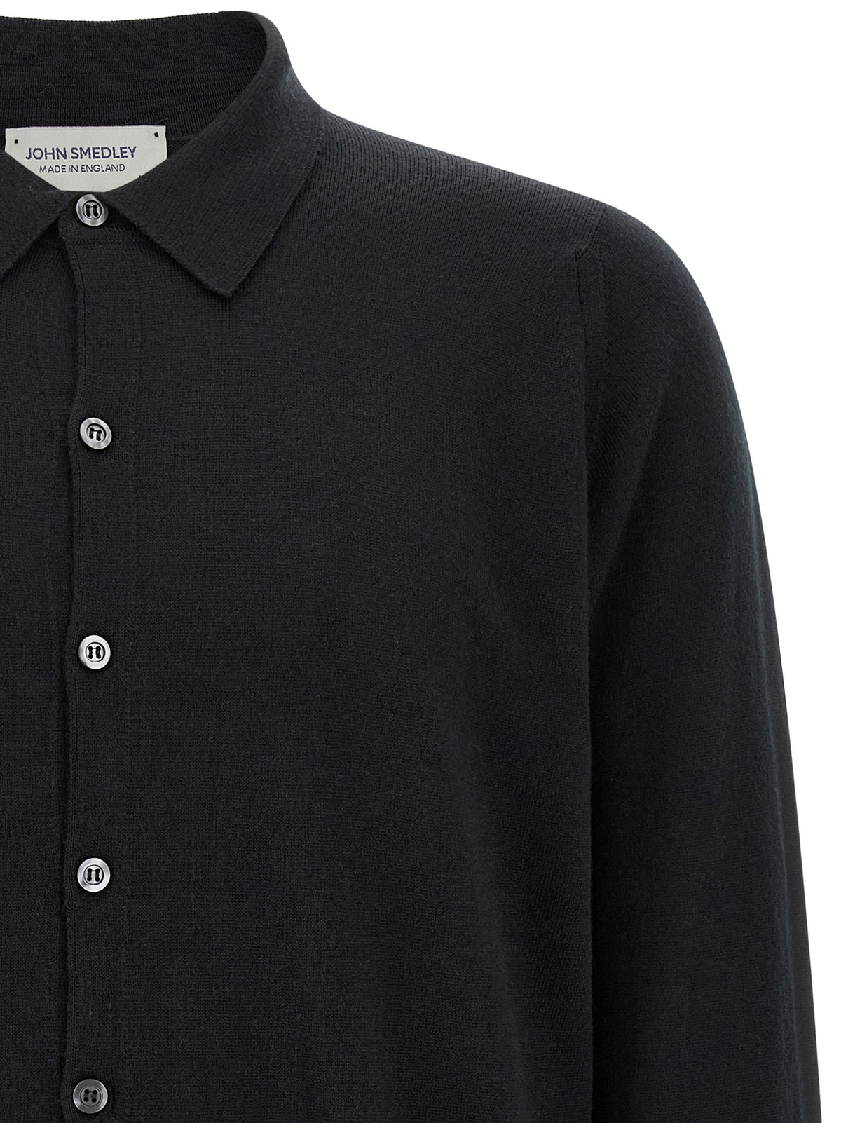 JOHN SMEDLEY Schwarze Bluse aus Merinowolle