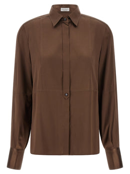 Brunello Cucinelli Braune Seidenbluse