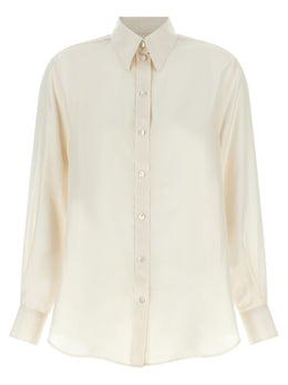 XACUS Seidenbluse in Weiß
