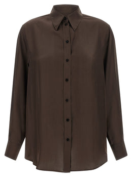 XACUS Braune Seidenbluse