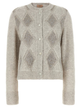 Twinset Grauer Cardigan aus Polyamid