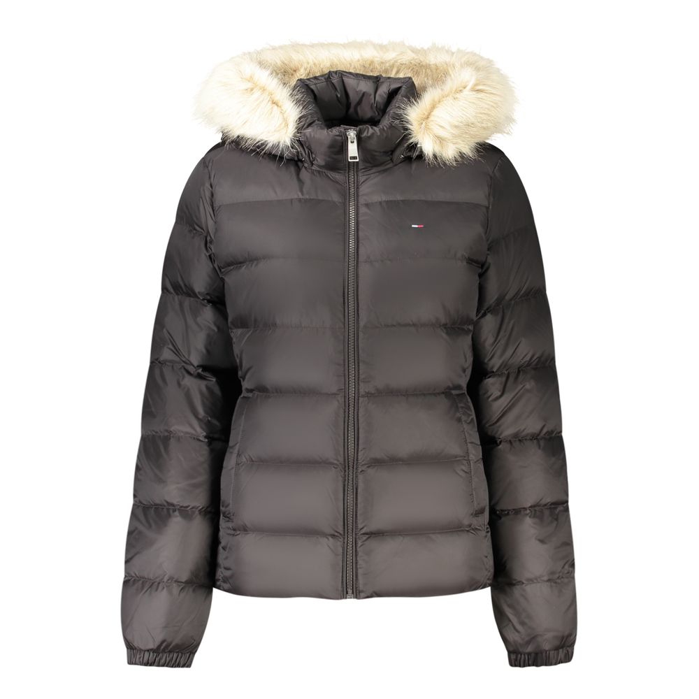 Tommy Hilfiger Schwarze Polyester-Jacke in voller Länge