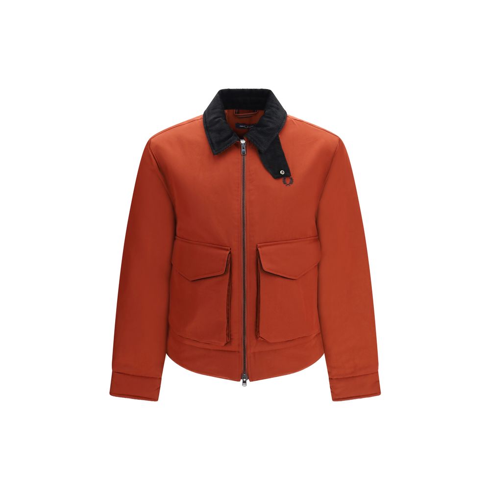 Fred Perry Rote Jacke aus recyceltem Polyamid in voller Länge