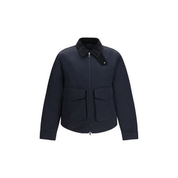 Fred Perry Blaue Jacke aus recyceltem Polyamid in voller Länge