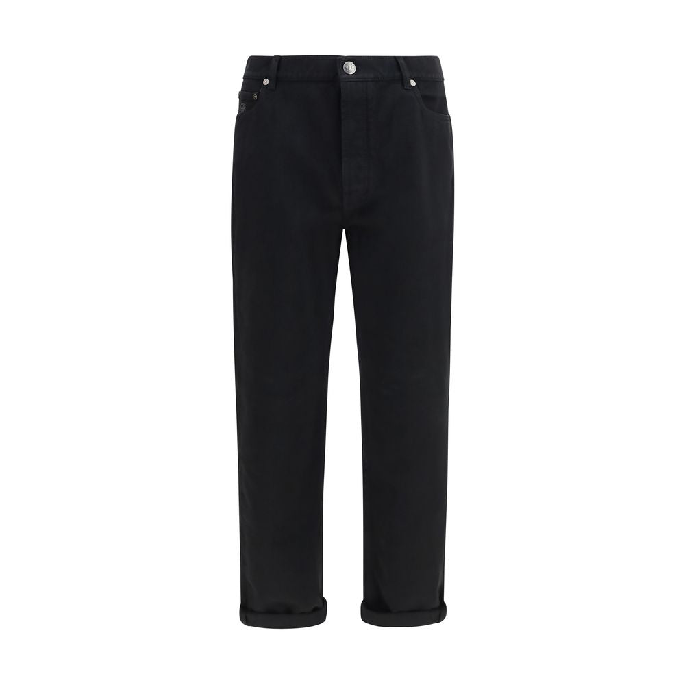 Brunello Cucinelli Schwarze Jeans aus Baumwolle mit geradem Bein