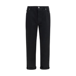 Brunello Cucinelli Schwarze Jeans aus Baumwolle mit geradem Bein