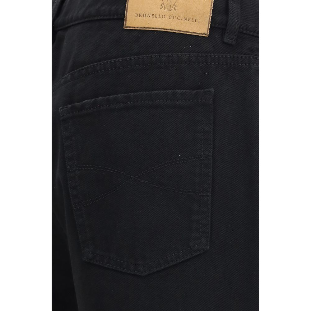 Brunello Cucinelli Schwarze Jeans aus Baumwolle mit geradem Bein