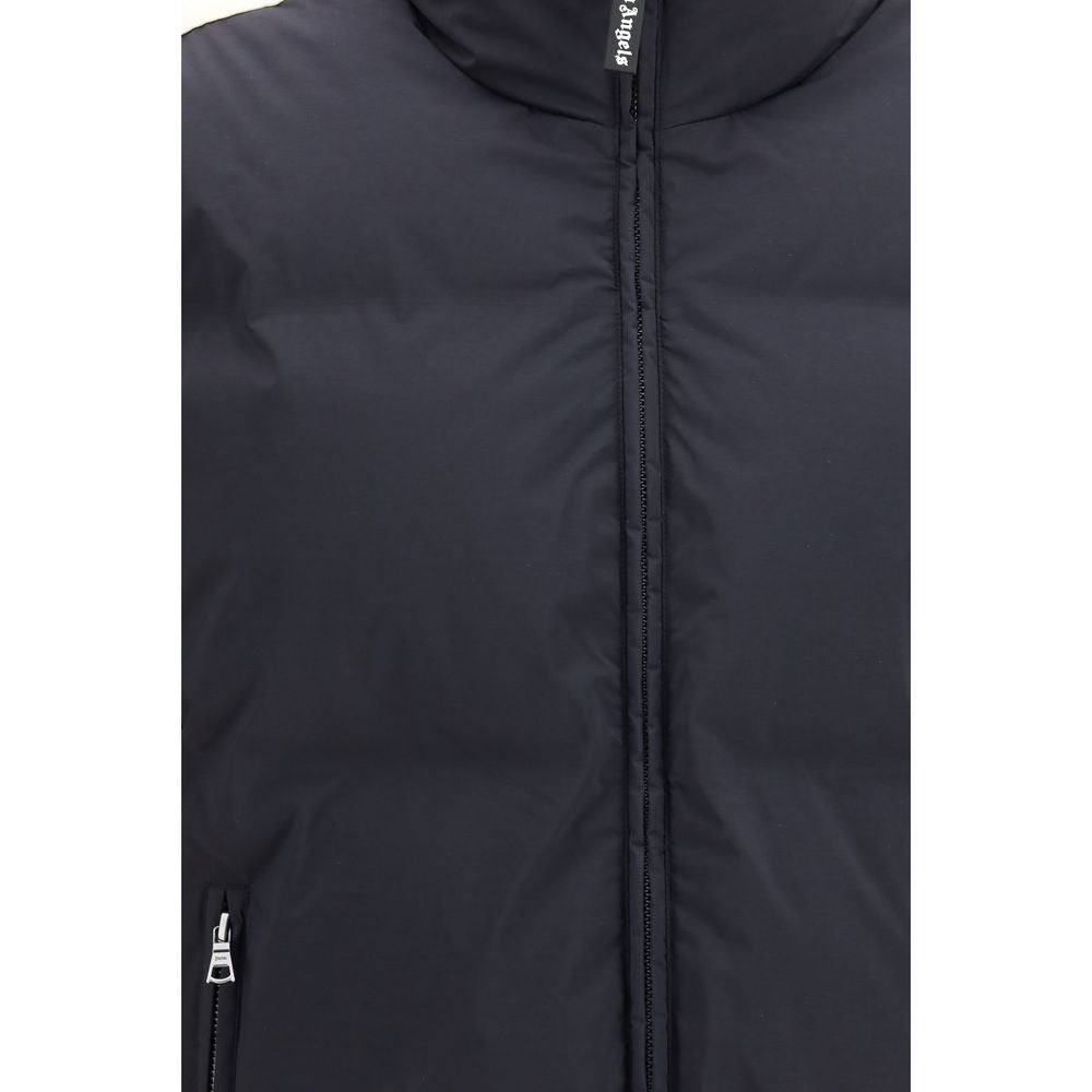 Palm Angels Schwarze Polyamid-Jacke in voller Länge