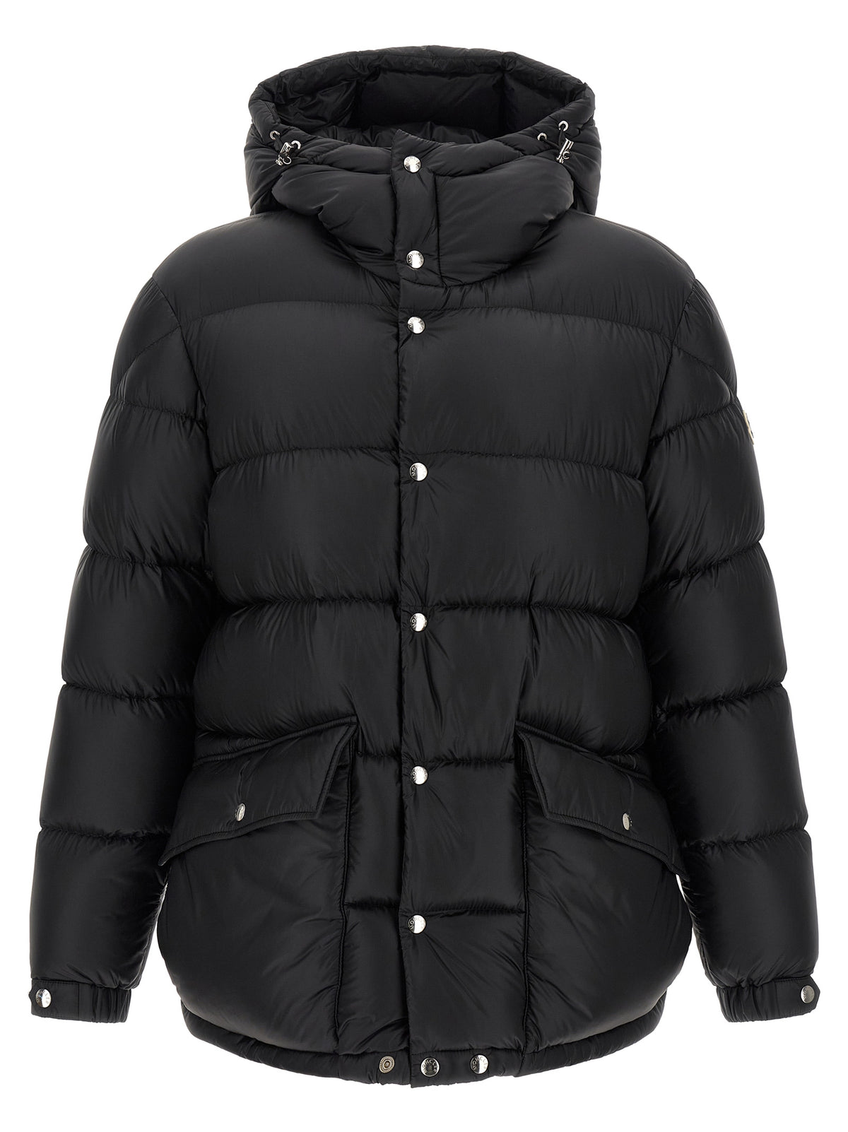 Moncler Schwarze Polyamid-Jacke in voller Länge