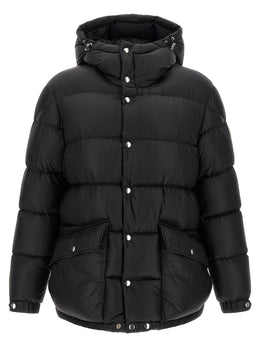 Moncler Schwarze Polyamid-Jacke in voller Länge